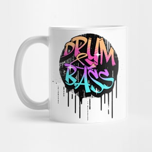 DRUM AND BASS  - Graffiti Paint Drip (blue/orange/purple) Mug